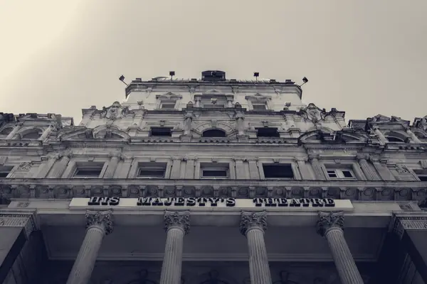 The ornate stone facade of His Majesty's Theatre